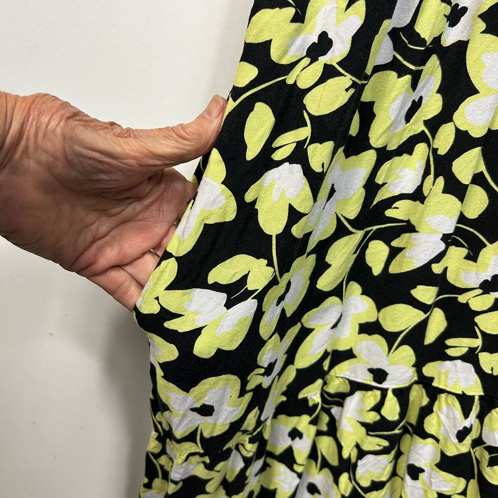 Autograph Black and Yellow Floral Dress - Size 22