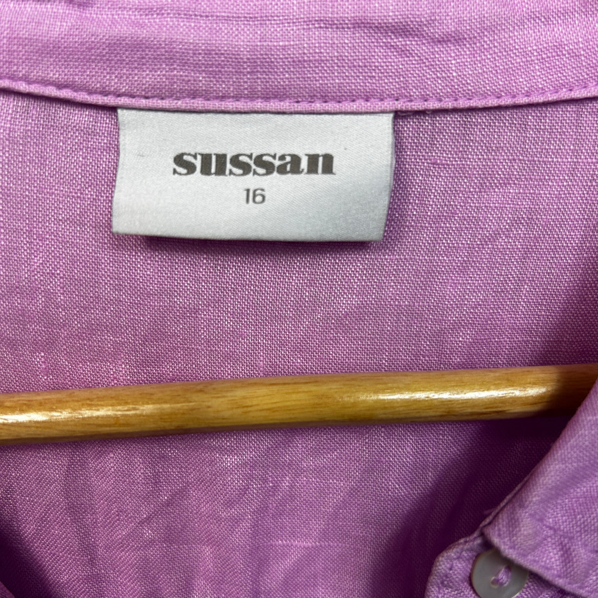 Sussan Purple Long Sleeve Linen Shirt - Size 16