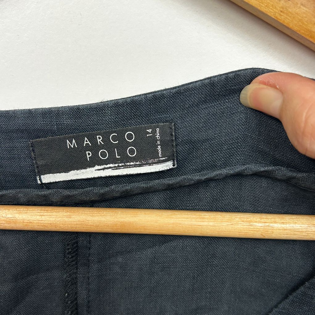 Marco Polo Black Linen Top - Size 14