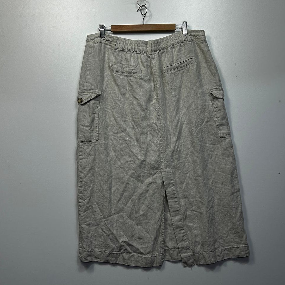 Target Beige Plus Size Linen Midi Skirt - Size 18