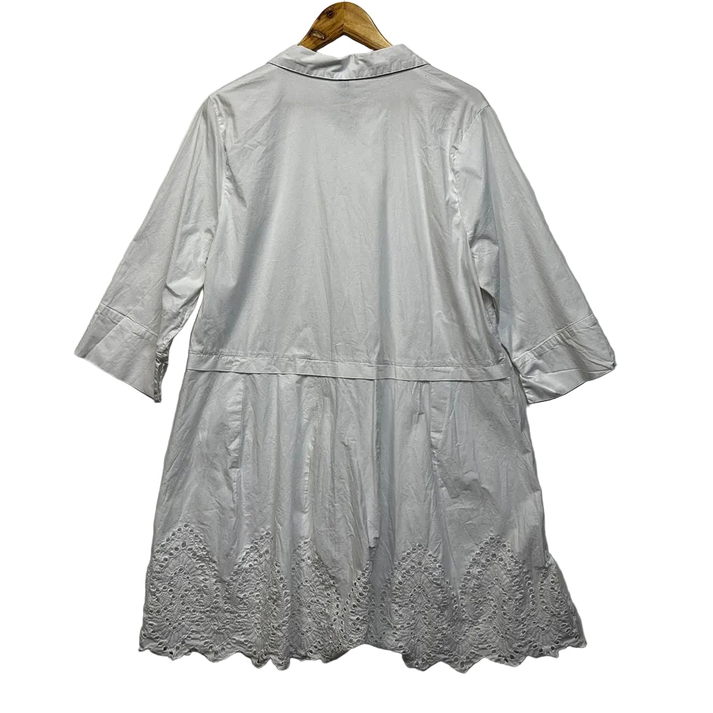 Taking Shape White Broderie Cotton Tunic Top - Size 16