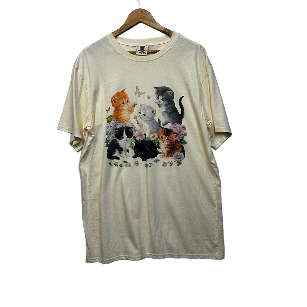 Comfort Colors Cat Print T-Shirt - Size L