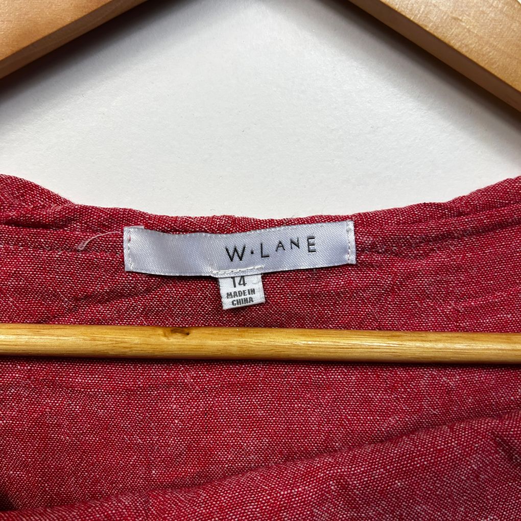W.Lane Red Cowl Neck Sleeveless Linen Dress - Size 14