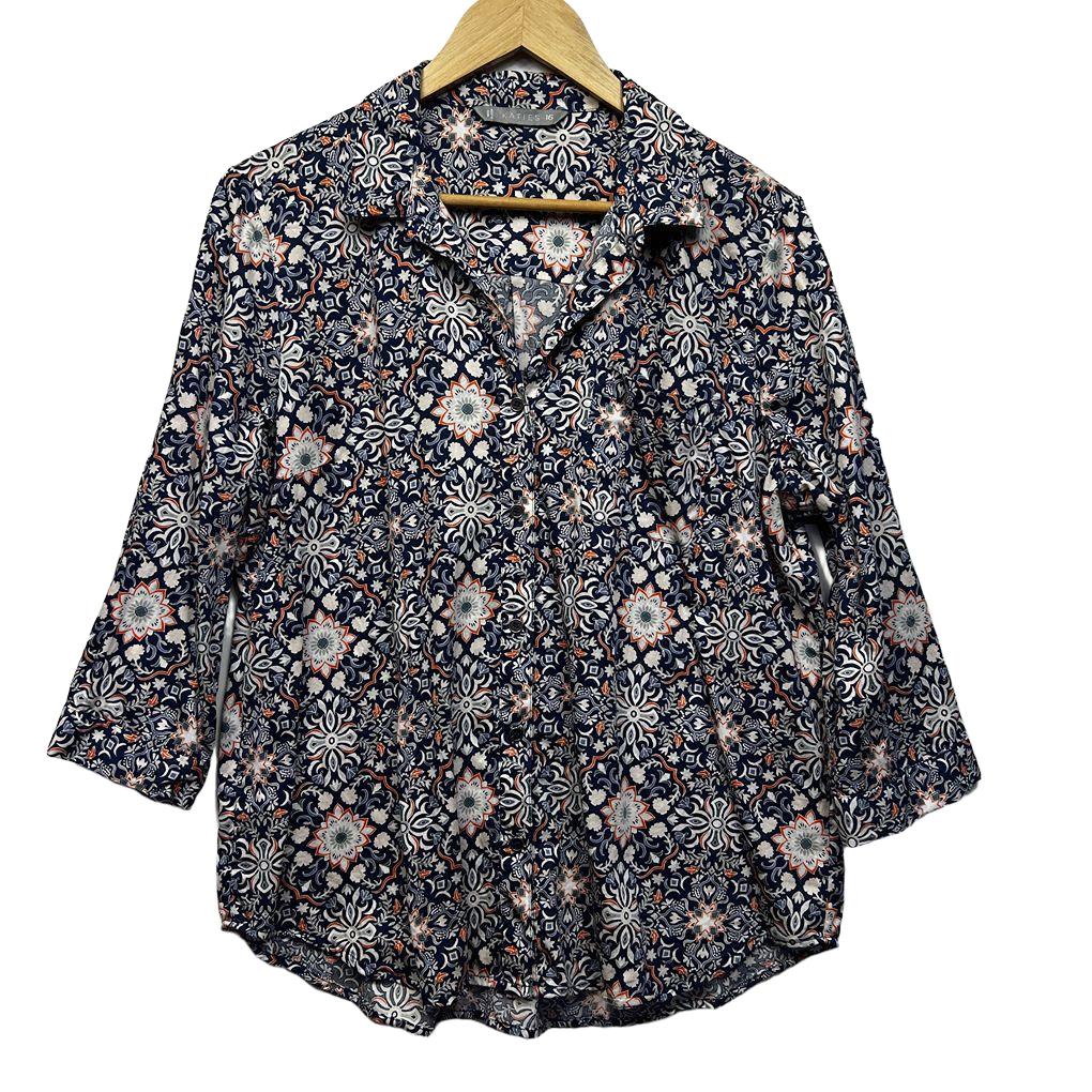 Katies Navy Cotton Top - Size 16