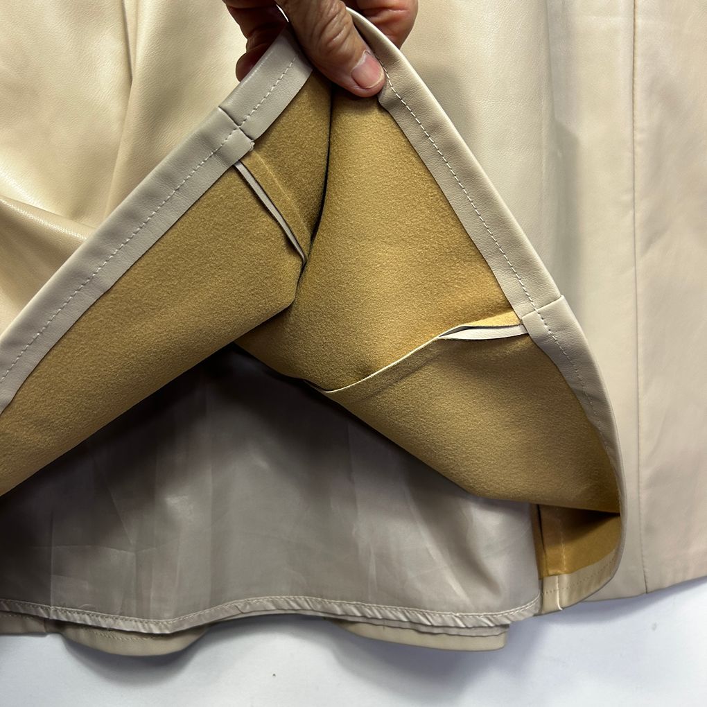 City Chic Beige Plus Size Faux Leather Skirt - Size L/20