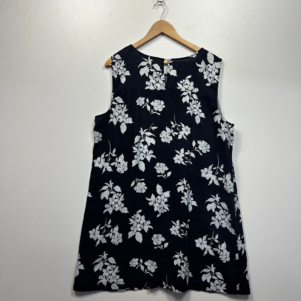 Jacqui E Navy Plus Size Linen Sleeveless Dress - Size 20