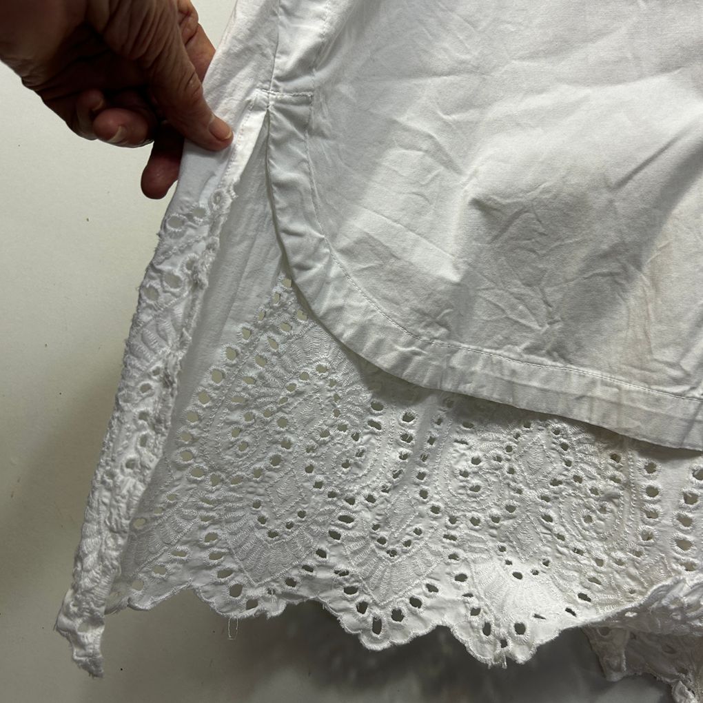Taking Shape White Broderie Cotton Tunic Top - Size 16