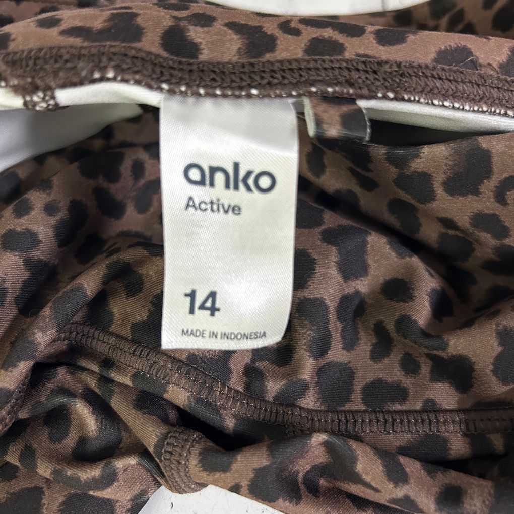 Anko Brown Leopard Print Active Leggings - Size 14