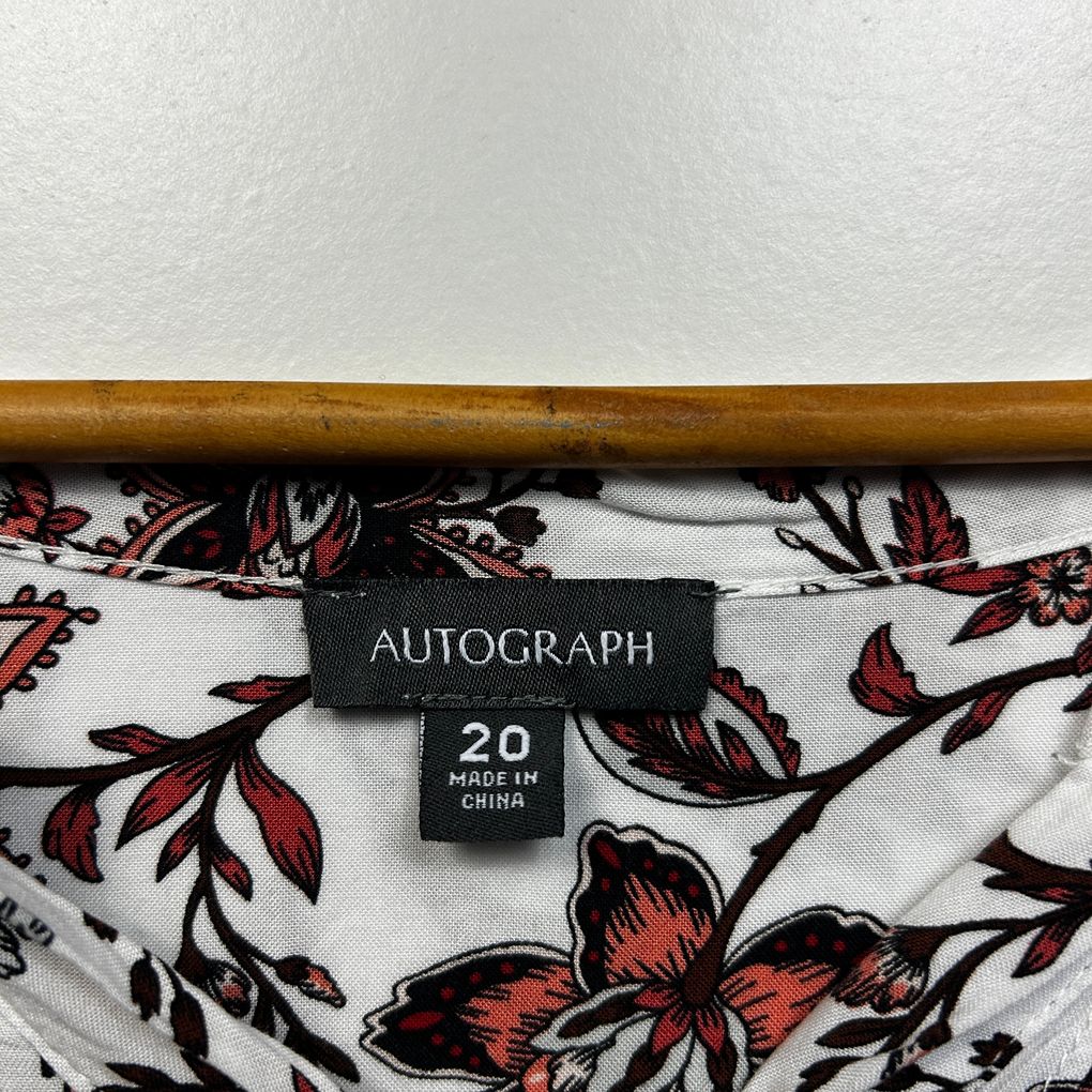 Autograph White Black Floral Plus Size Top - Size 20