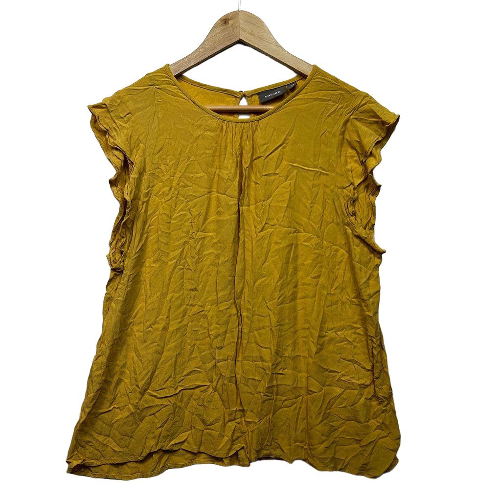 Sussan Mustard Cap Sleeve Top - Size 18