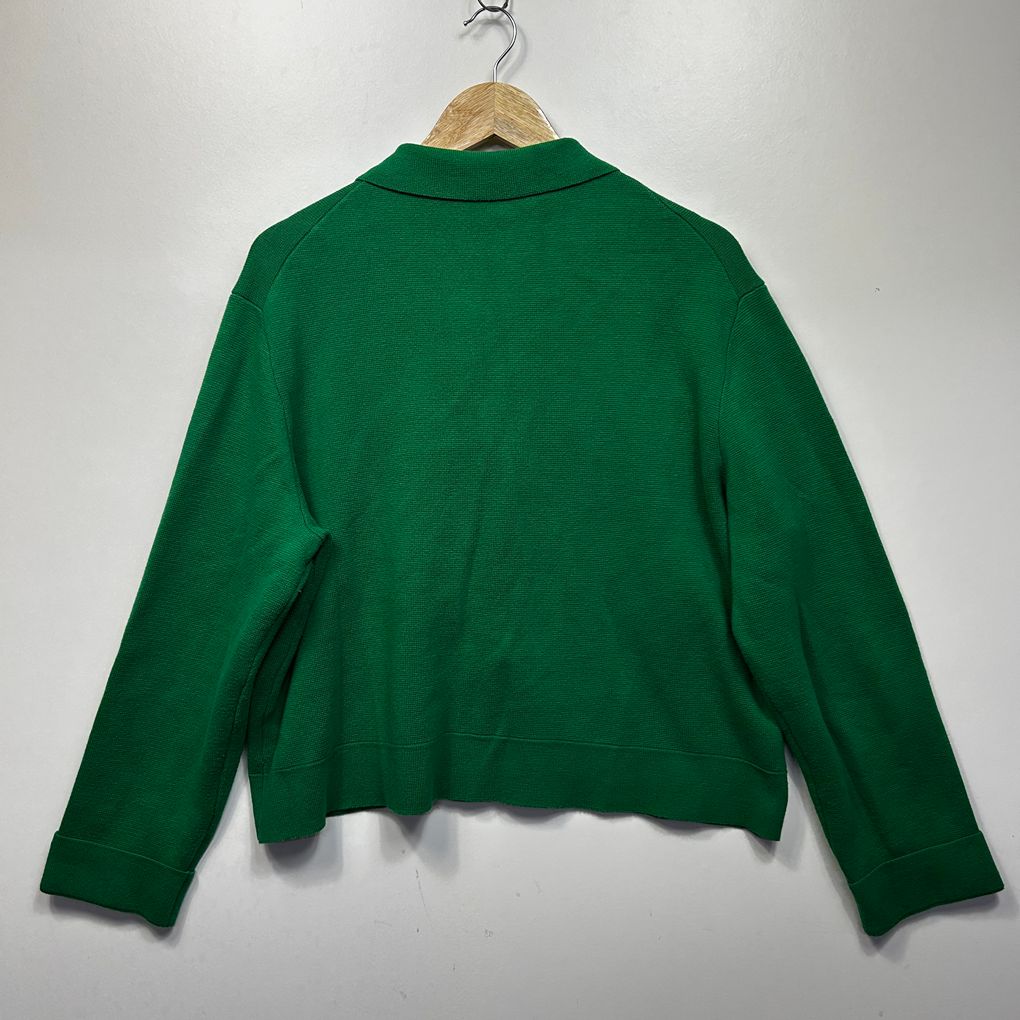 Sussan Green Cotton Collared Cardigan - Size L