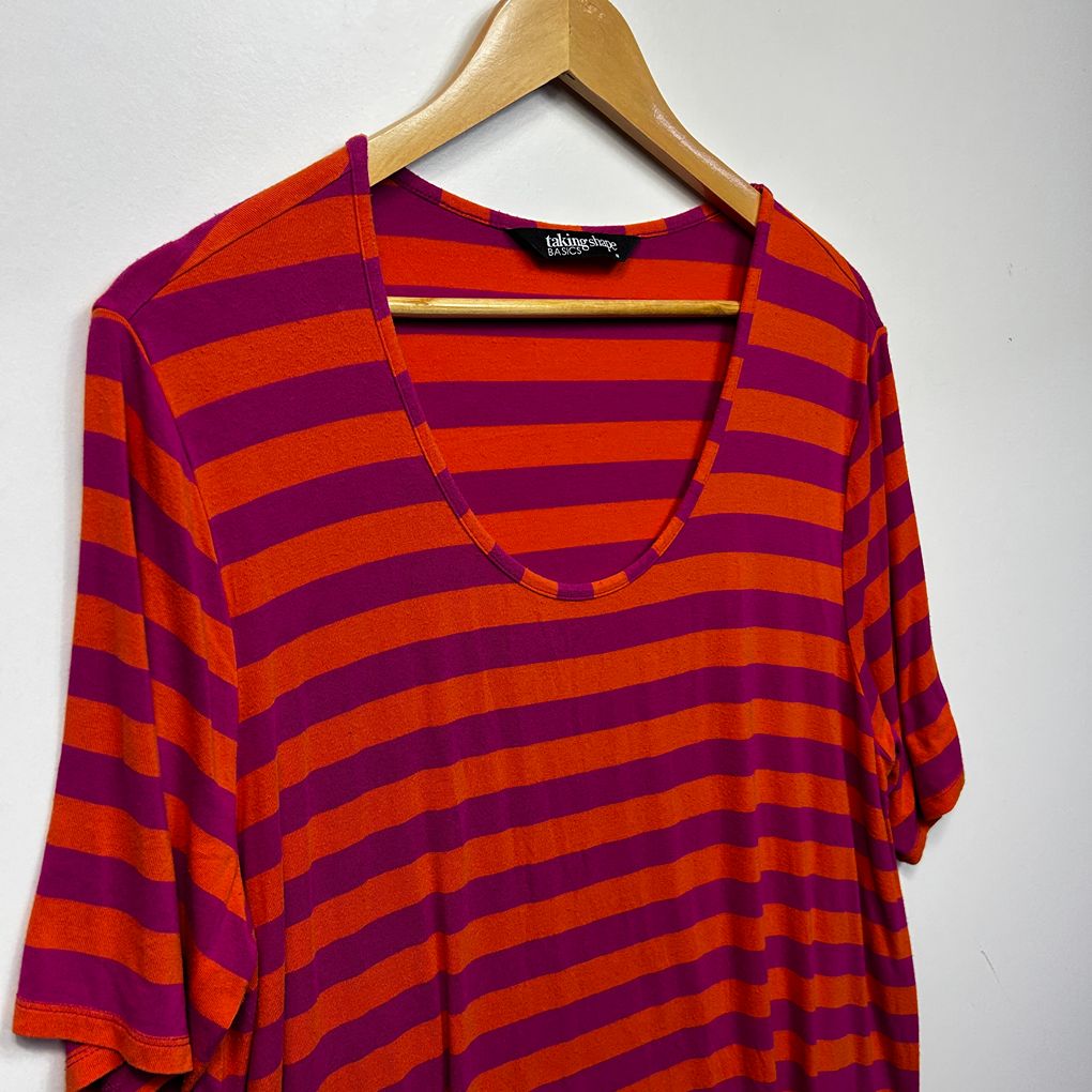Taking Shape Orange Plus Size Striped Top - Size 18