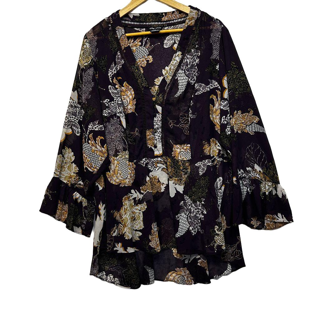City Chic Floral Top - Size XL