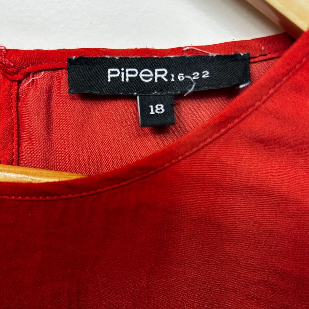 Piper Red Ruffle Top - Size 18