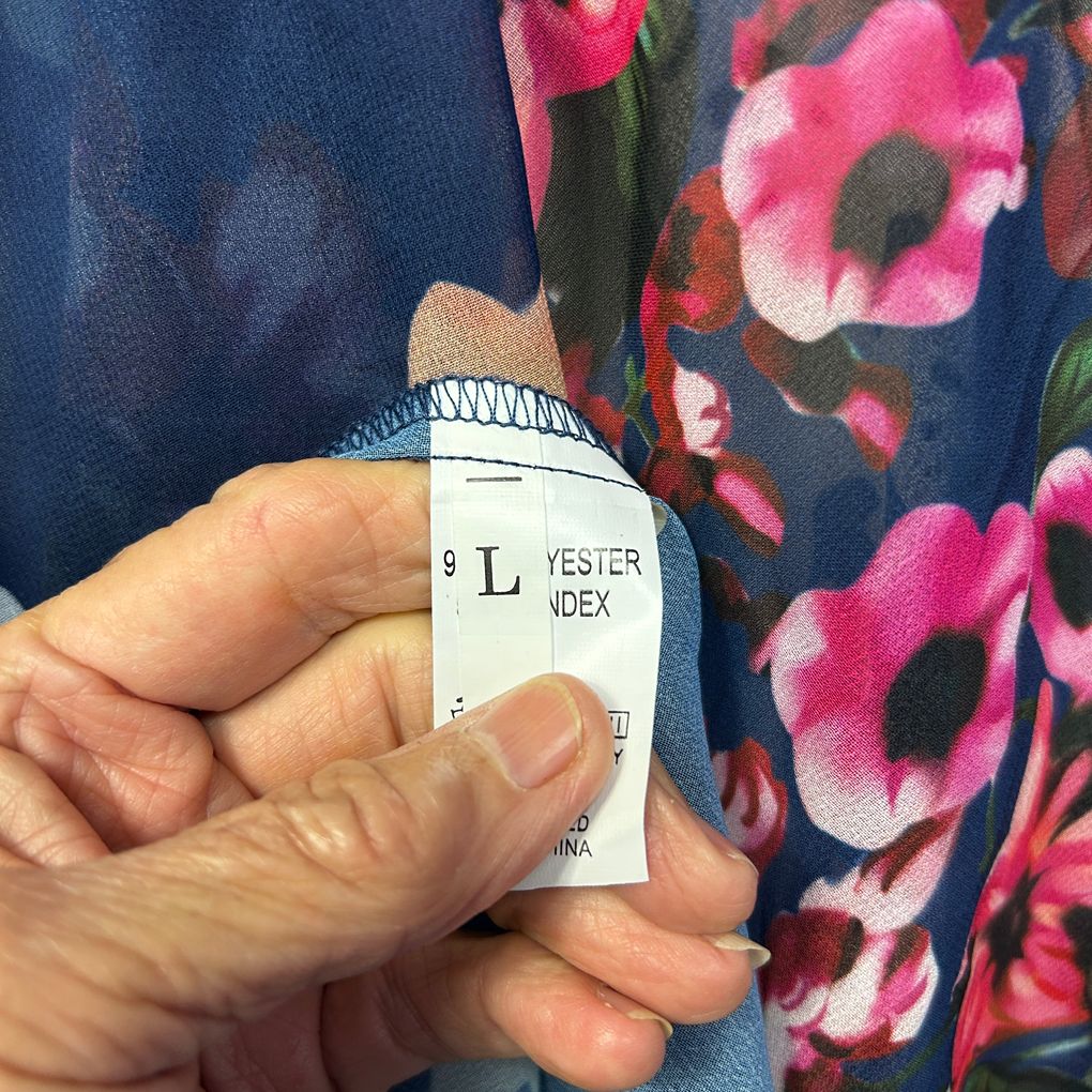 Navy Floral Sheer Kimono - Size L