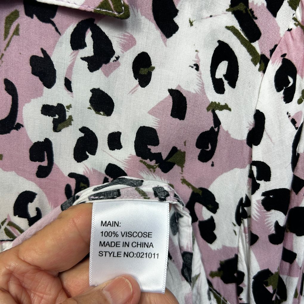 Sussan Pink Leopard Print Shirt - Size 18