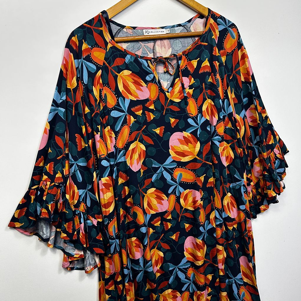 PQ Collection Multicoloured Floral Peak Dress - One Size