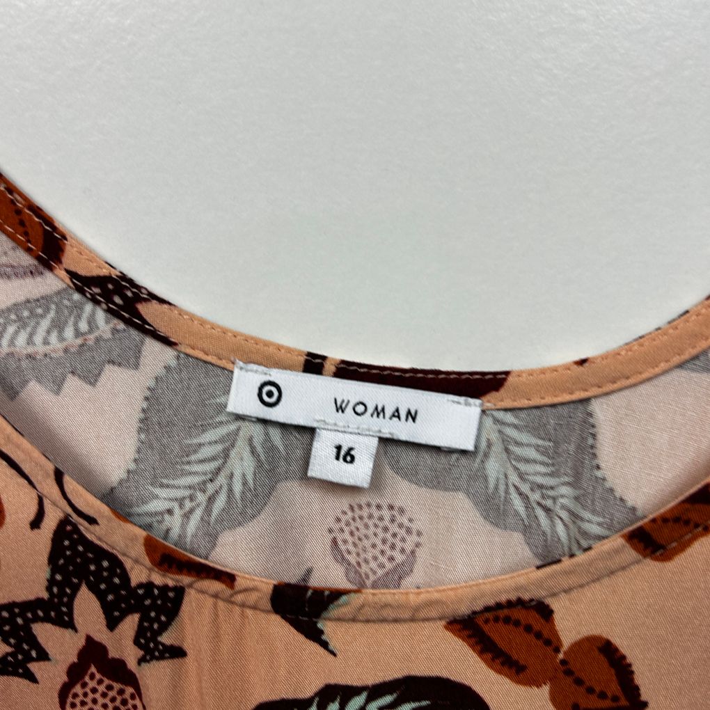 Target Peach Floral Sleeveless Dress - Size 16