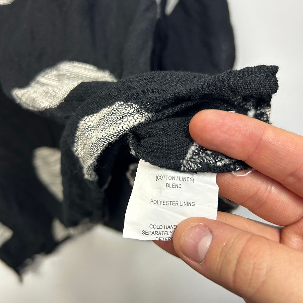Abel The Label Black Polka Dot Linen Top - Size l/XL