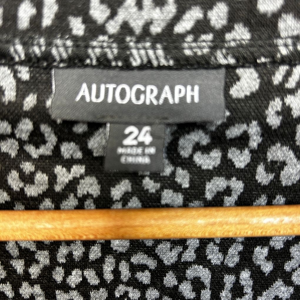 Autograph Black Animal Print Coat Jacket - Size 24