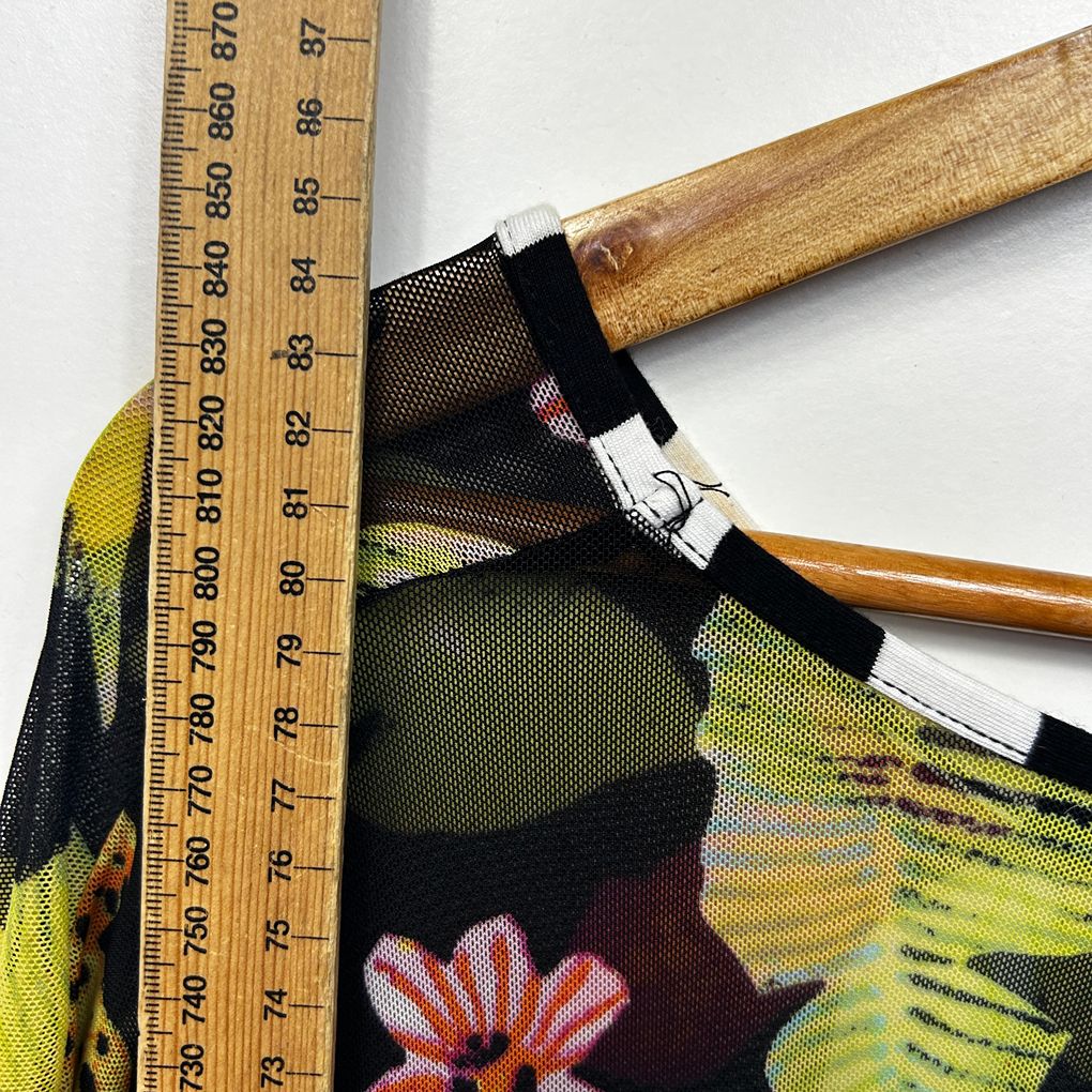 Taking Shape Black Mesh Sheer Multicoloured Floral Tunic Top - Size 20/22