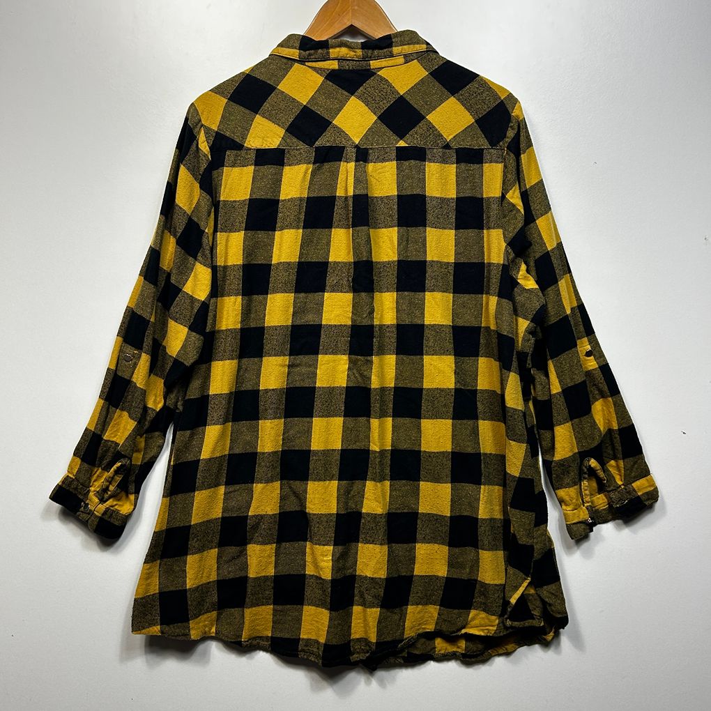 Yours Yellow Check Shirt - Size 22 - 24