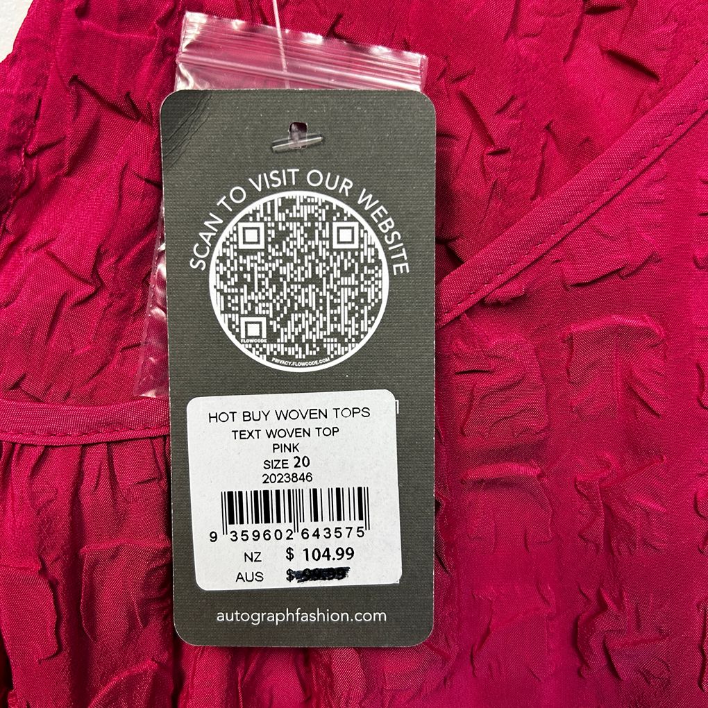 Autograph Pink Crinkle Textured Top - Size 20