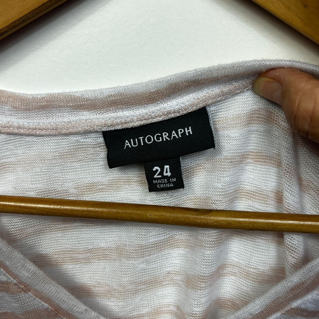 Autograph Pink Striped Top Tee - Size 24