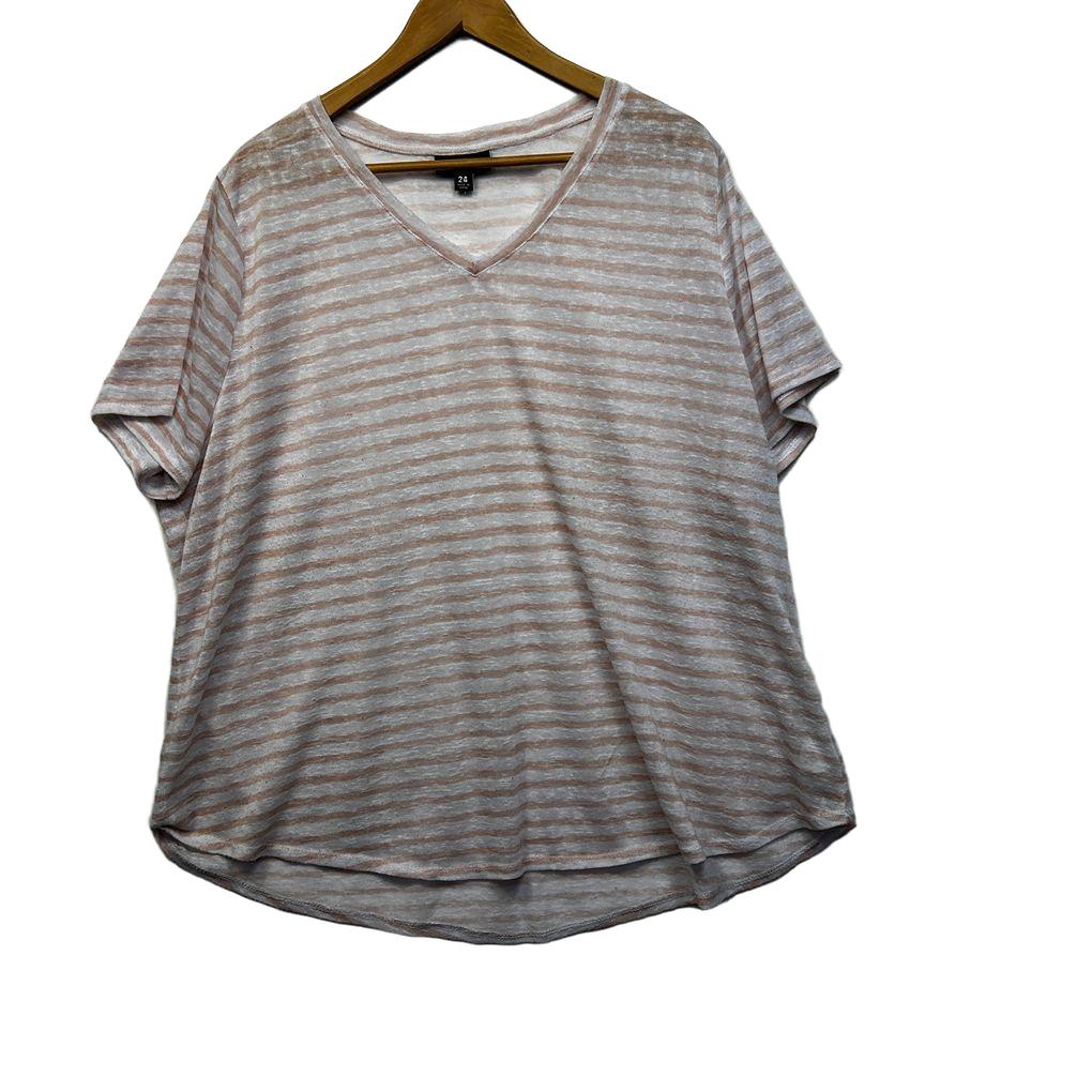 Autograph Pink Striped Top Tee - Size 24