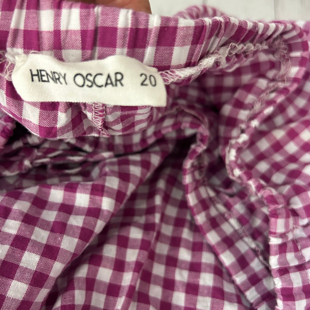Henry Oscar Pink Gingham Check Cotton Pants - Size 20