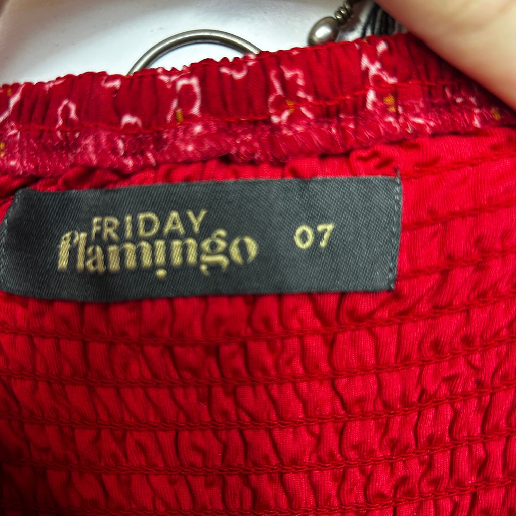 Friday Flamingo Red Floral Smocked Dress - Size 22/24/07