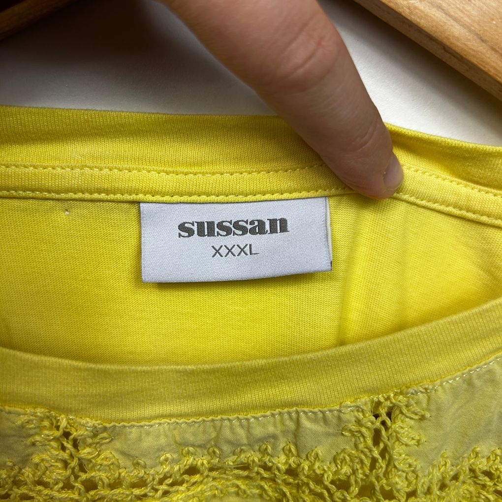 Sussan Yellow Plus Size Cotton T-Shirt - Size XXXL (fault)
