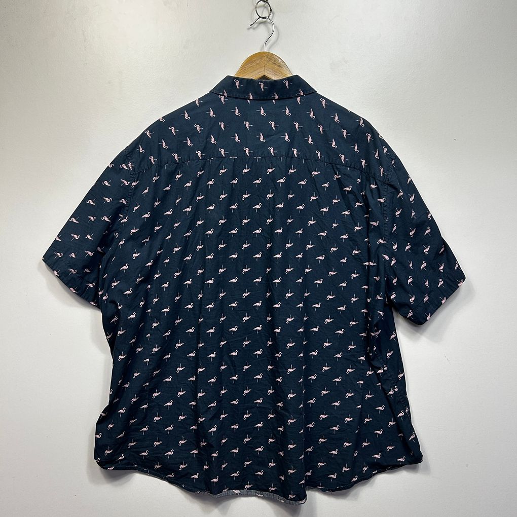 Johnny Bigg Navy Flamingo Short Sleeve Cotton Mens Shirt - Size 6XL