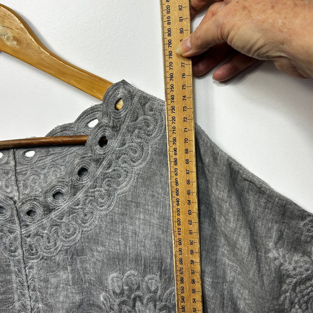 Grey Embroidered Boho Top - Size 14/16