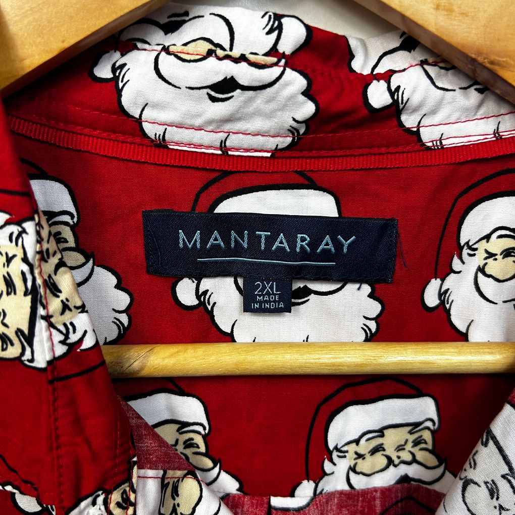 Santa Red Christmas Cotton Mens Shirt - Size 2XL