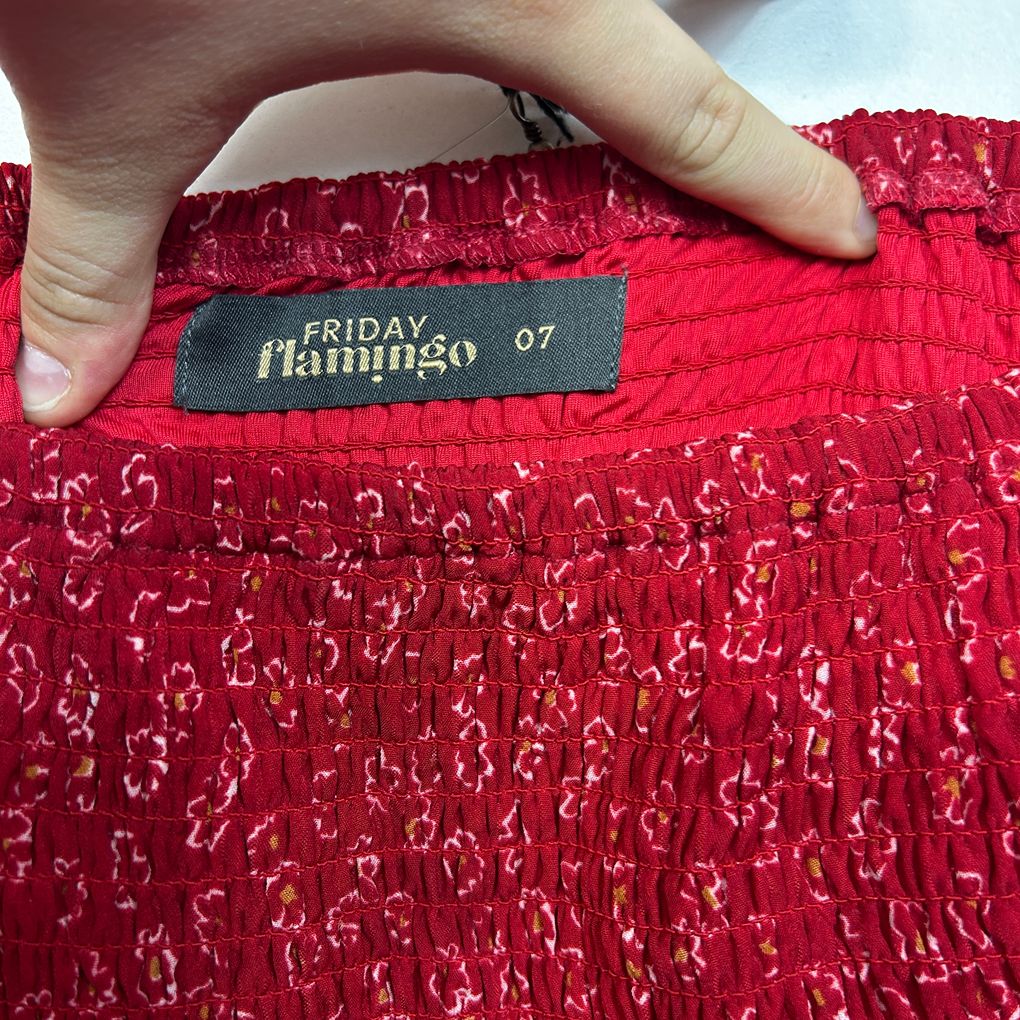Friday Flamingo Red Floral Smocked Dress - Size 22/24/07