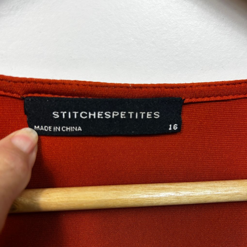 Stitches Petites Rust Long Sleeve  Top - Size 16