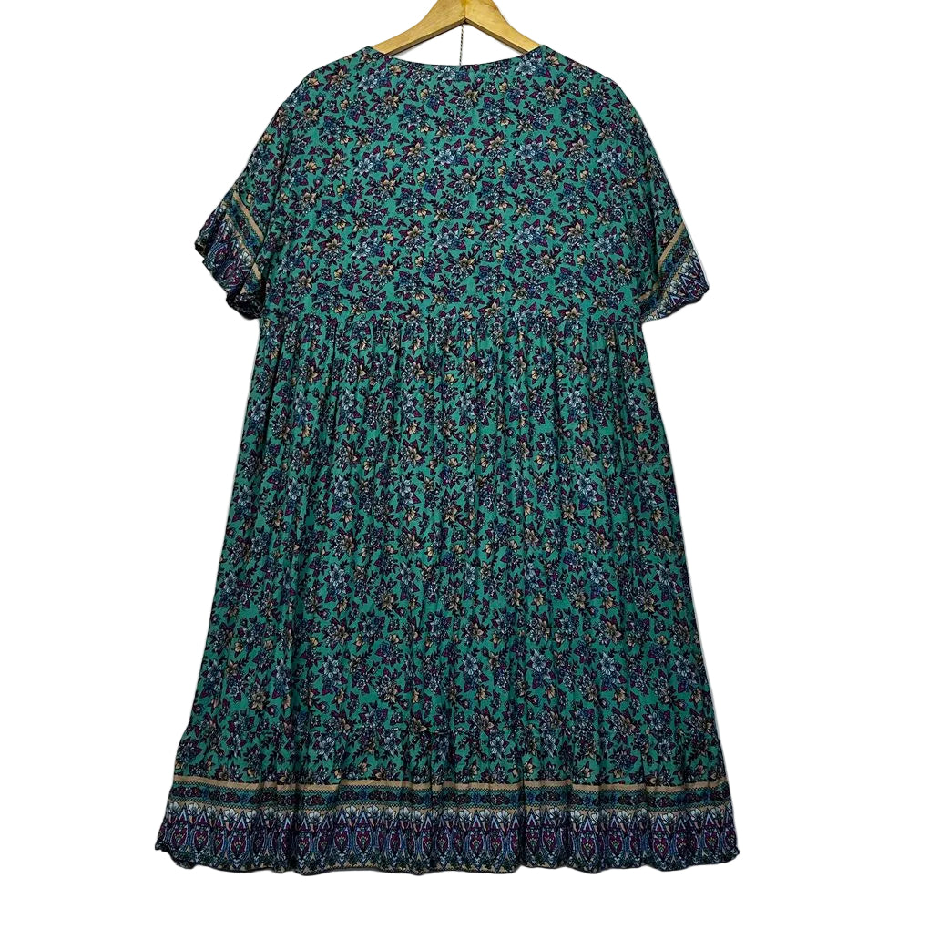 Mojito Green Floral Boho Plus Size Dress - Size XXL