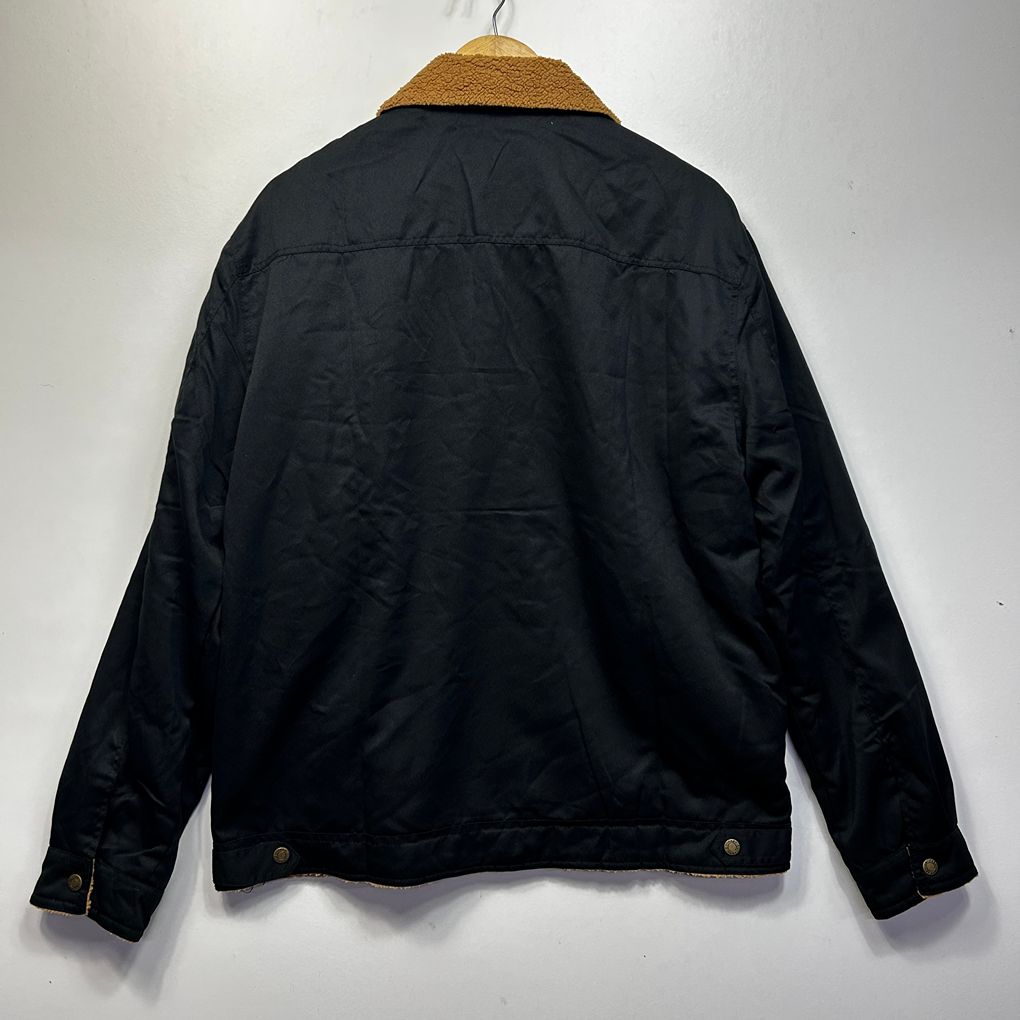 Black Sherpa Lined Cotton Unisex Jacket - Size XL