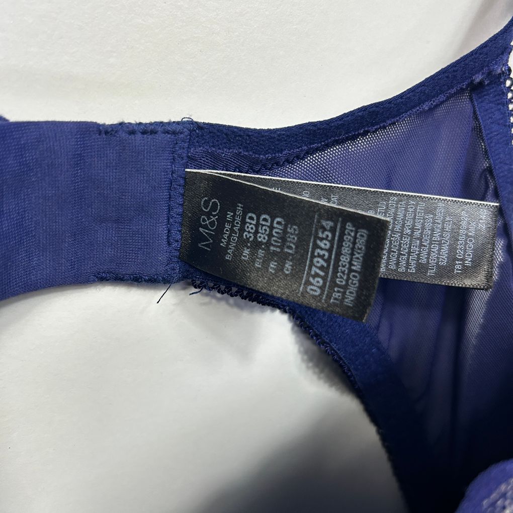 M&S Navy Lace Bra - Size 16D