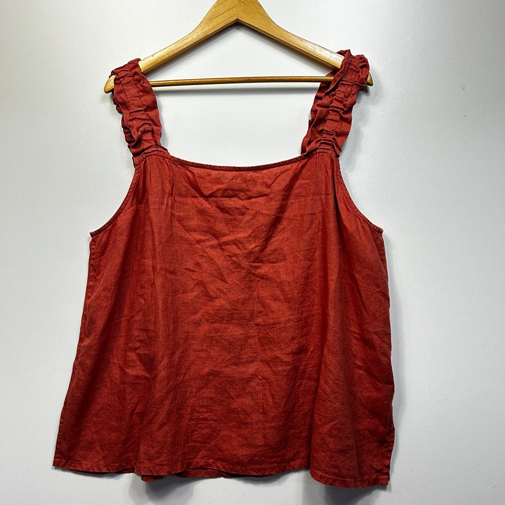 Adrift Rust Linen Top - Size 3XL