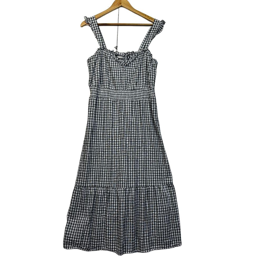 Only Black and White Check Cotton Maxi Dress - Size XL