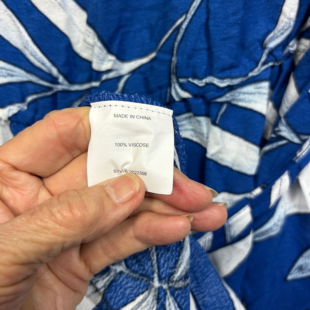 Autograph Blue Leaf Print Dress - Size 20