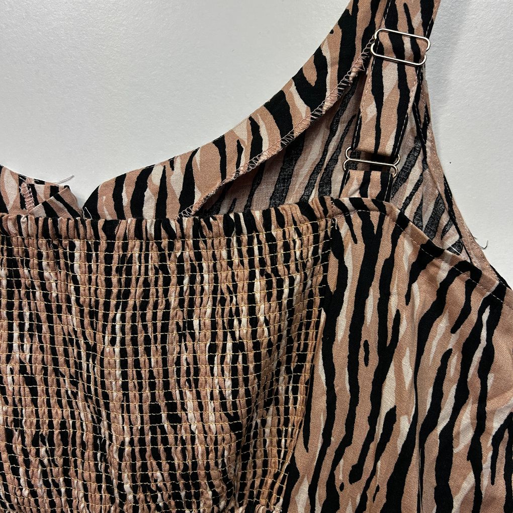 Beme Brown Animal Print Linen Dress - Size 22