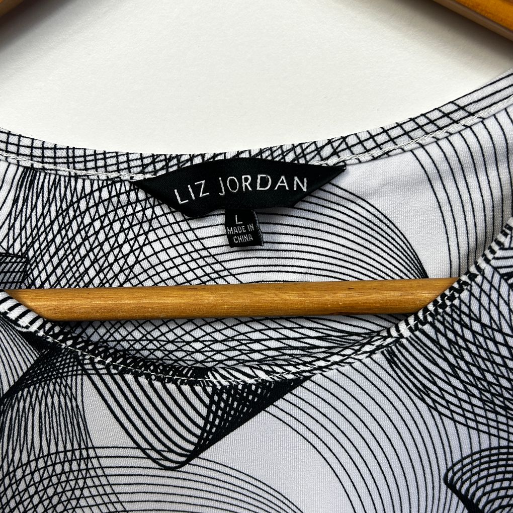 Liz Jordan White Black Print Top - Size L