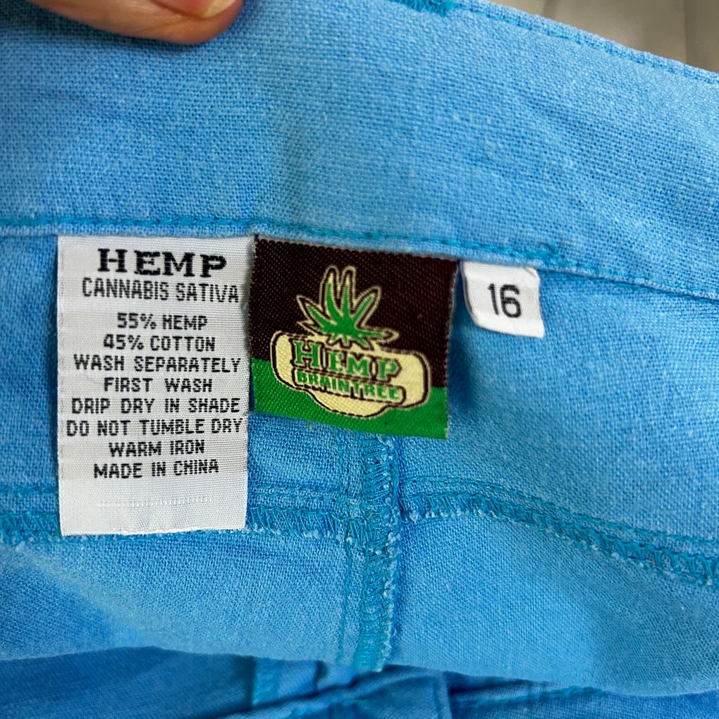 Braintree Hemp Blue Cotton Pants - Size 16