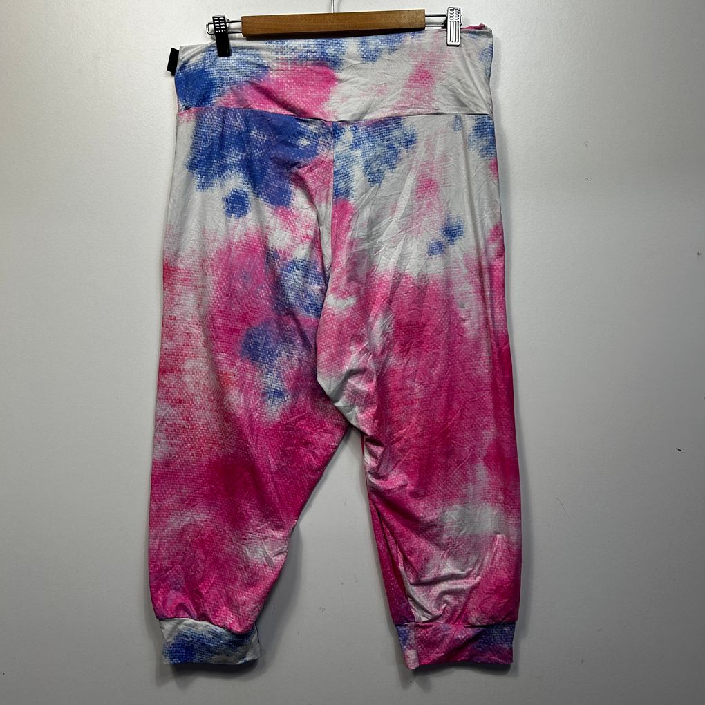 exoticathletica Pink Tie Dye Activewear Soft Capri Jogger Pants - Size XL