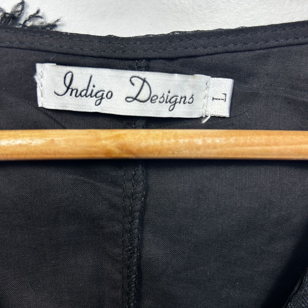 Indigo Designs Black Textured Cotton Top - Size L