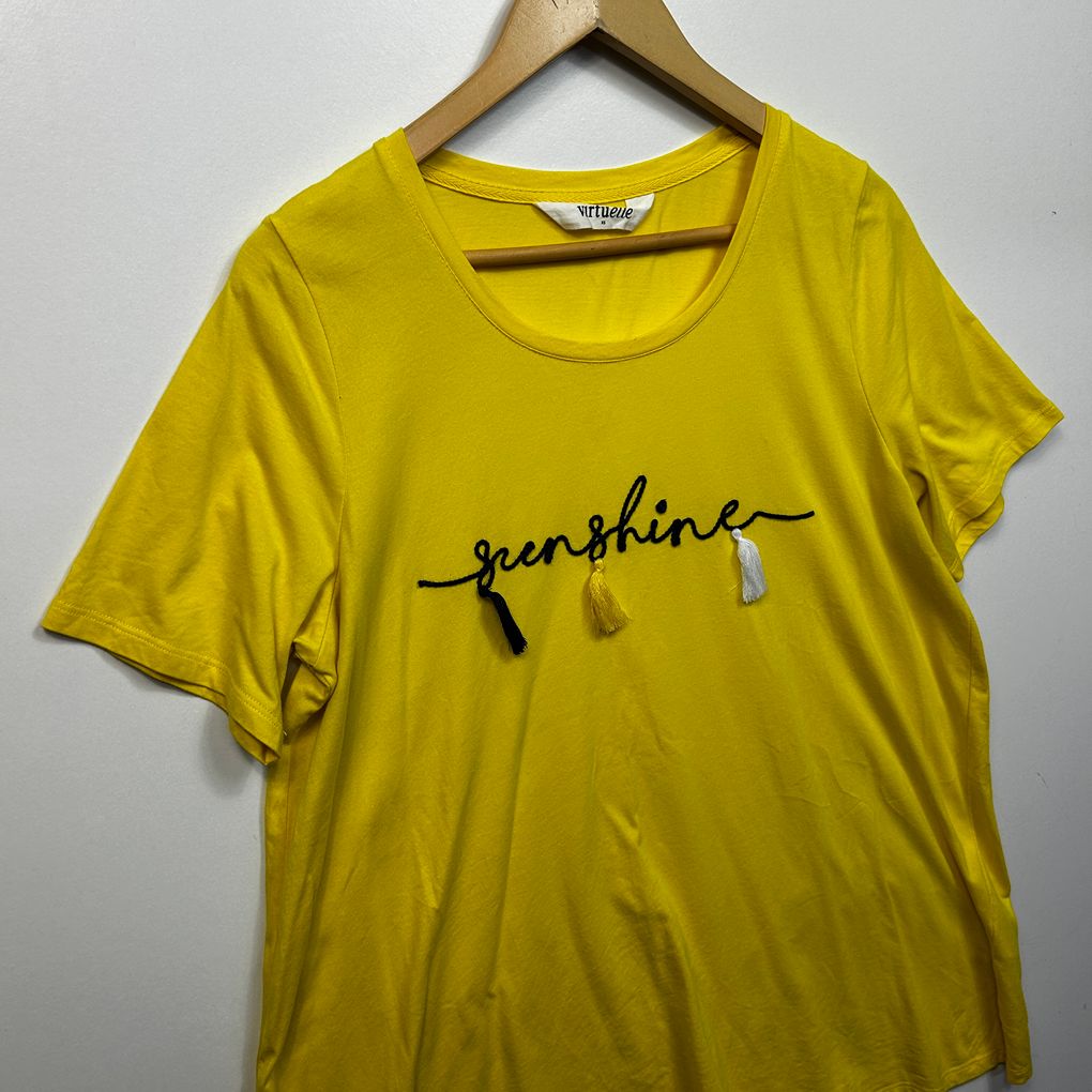Virtuelle Yellow Cotton T-Shirt - Size XS/14