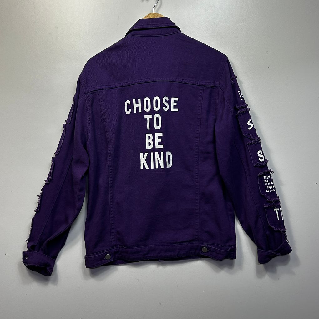 Shein Purple Cotton Denim Jacket - Size M (Oversized)